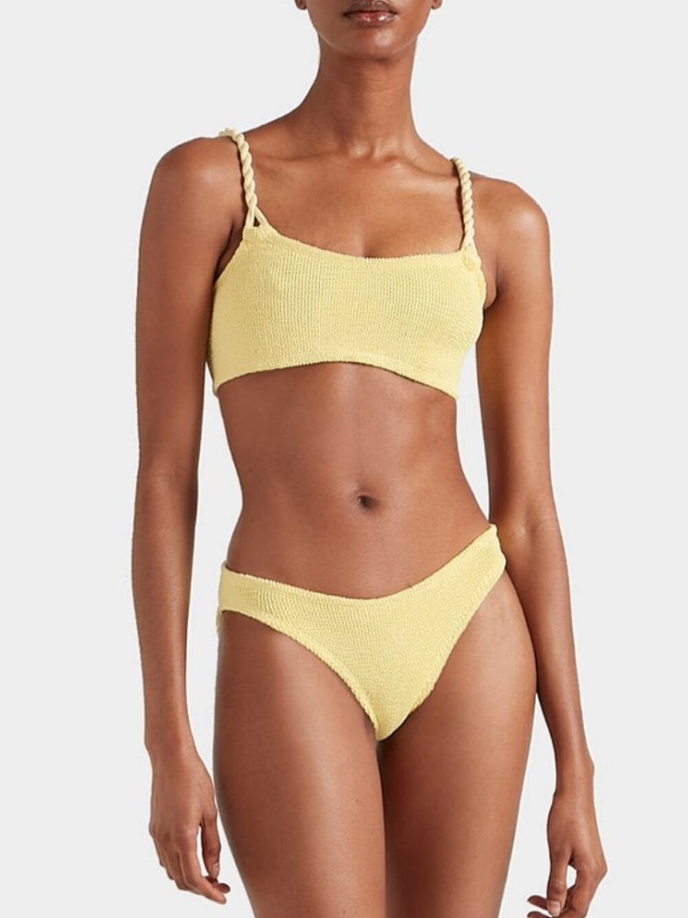 Hunza G Phoebe Original Crinkle Twisted Strap Bikini Set Butter Yellow OS NWOT